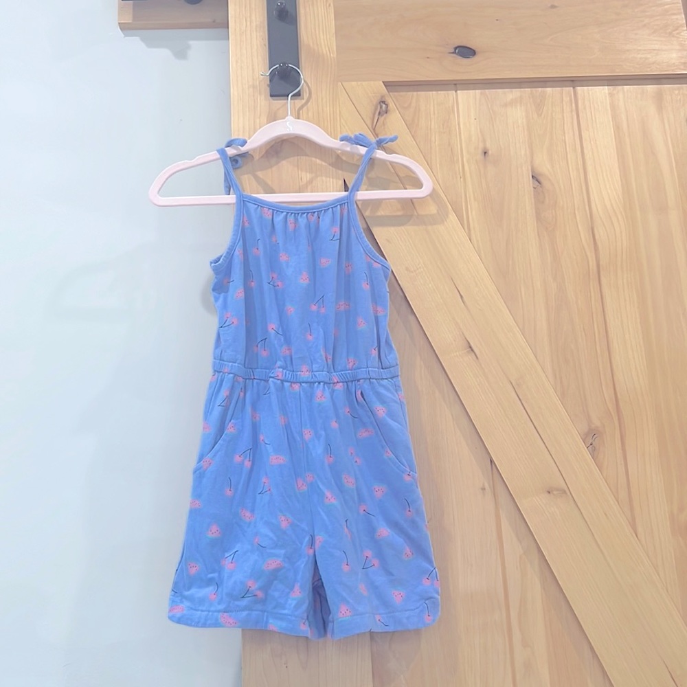 Cat & jack girls 5T cornflower blue fruit romper